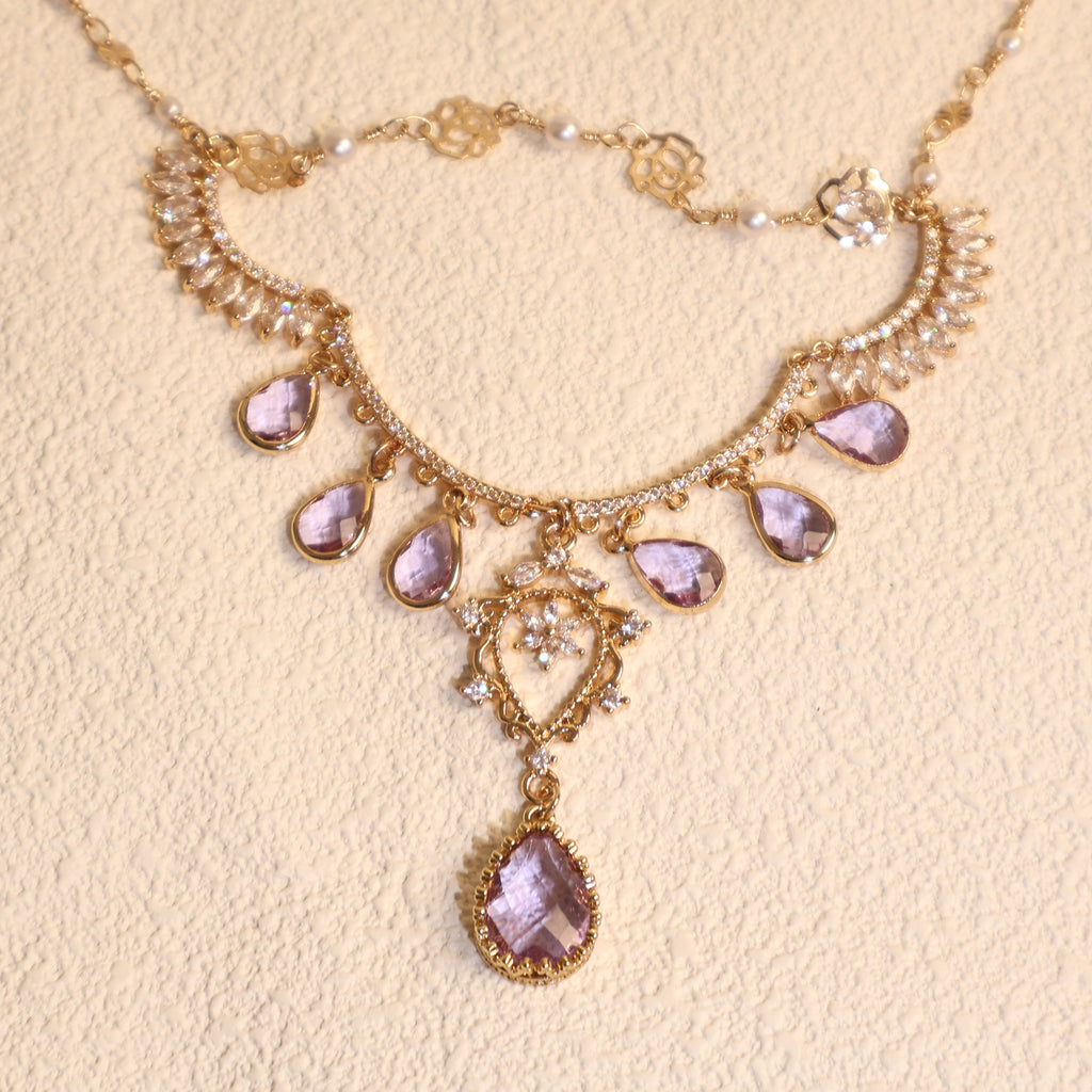 Rose Zircon Gem Necklace