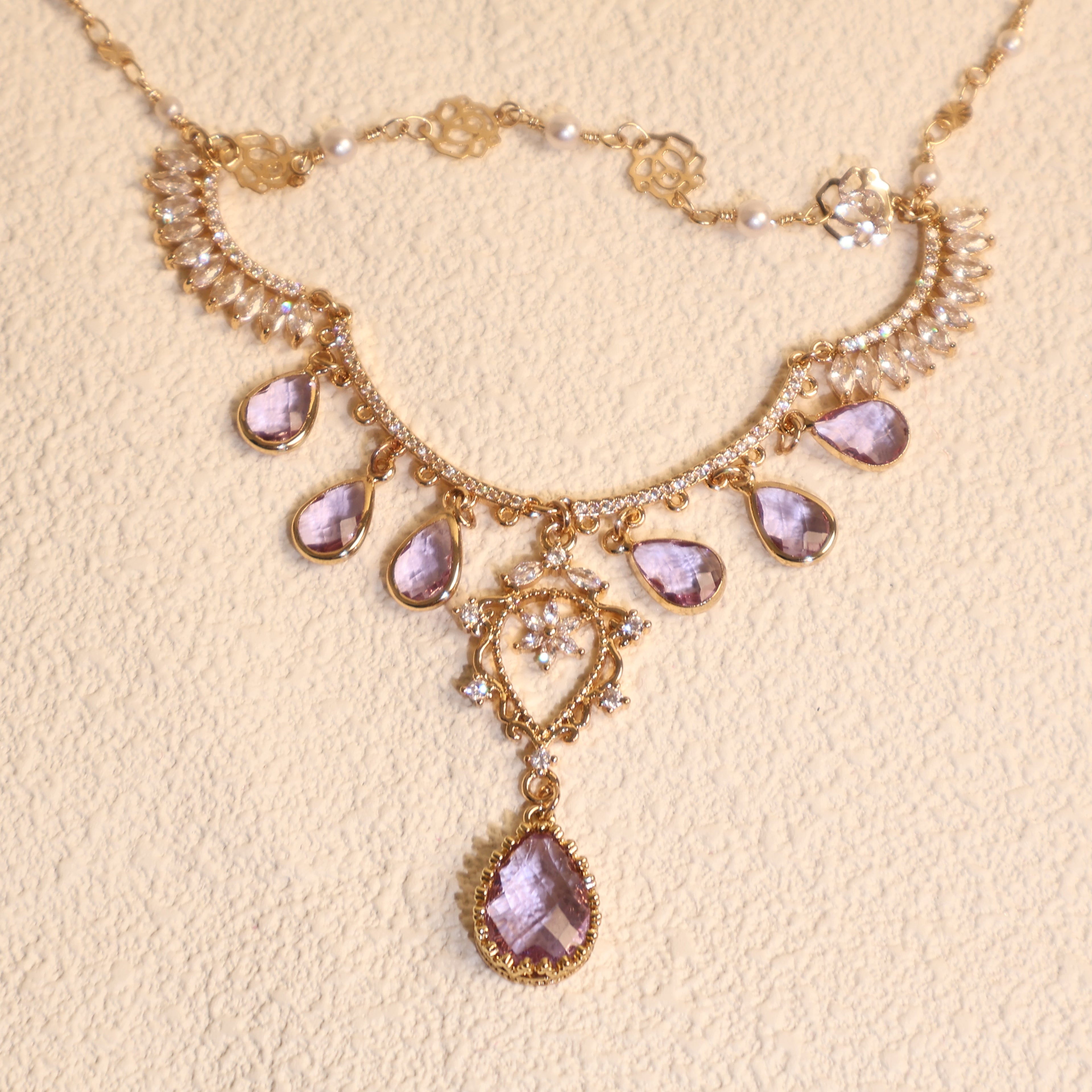 Rose Zircon Gem Necklace