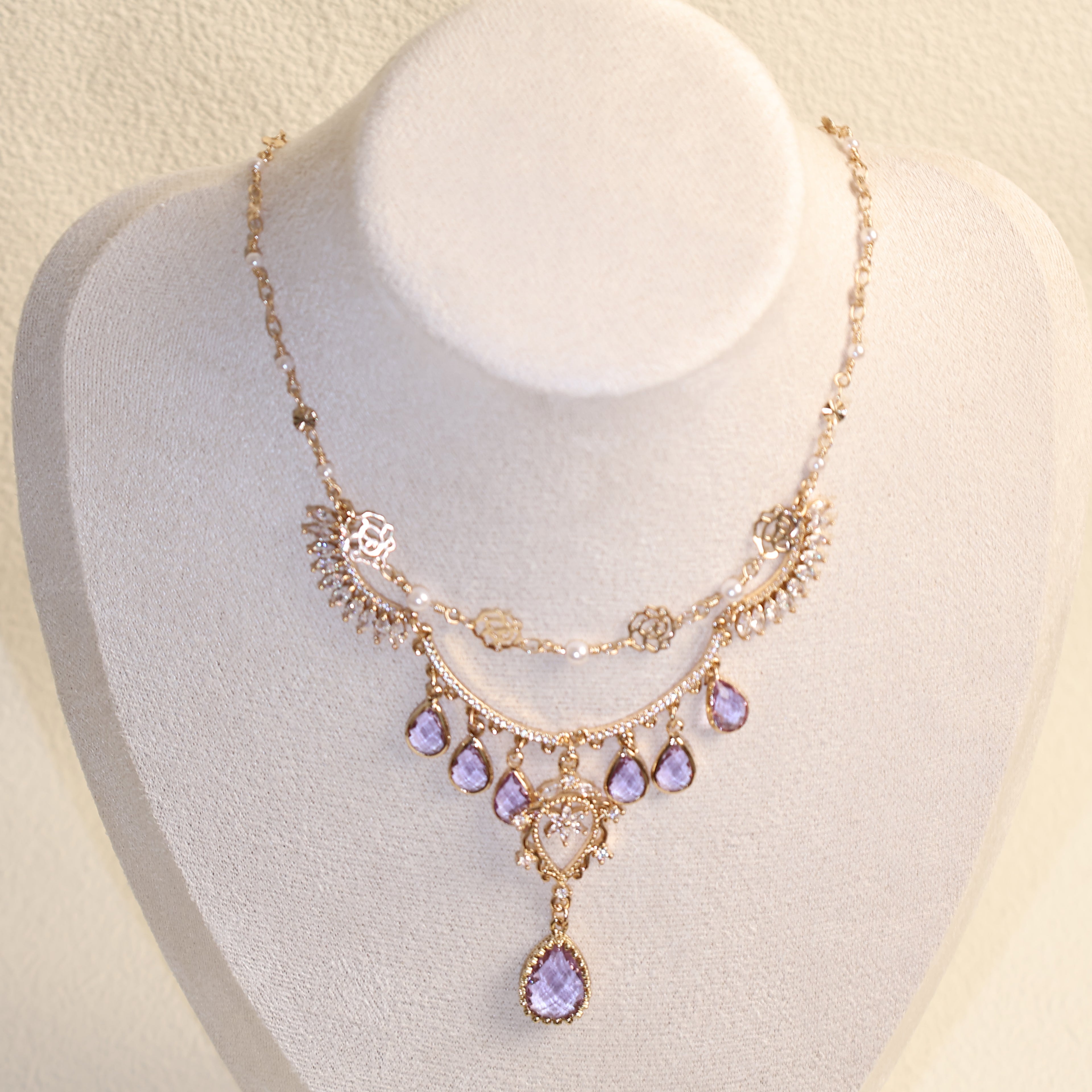 Rose Zircon Gem Necklace