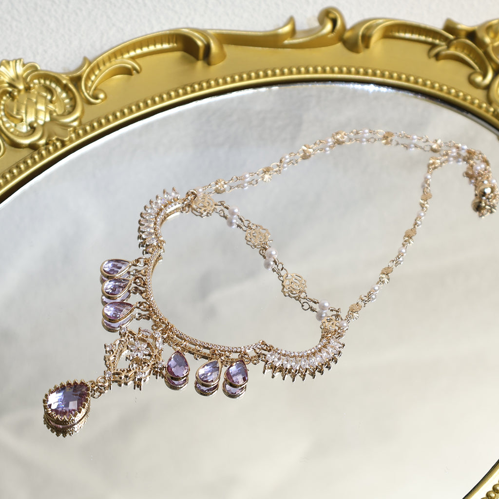 Rose Zircon Gem Necklace