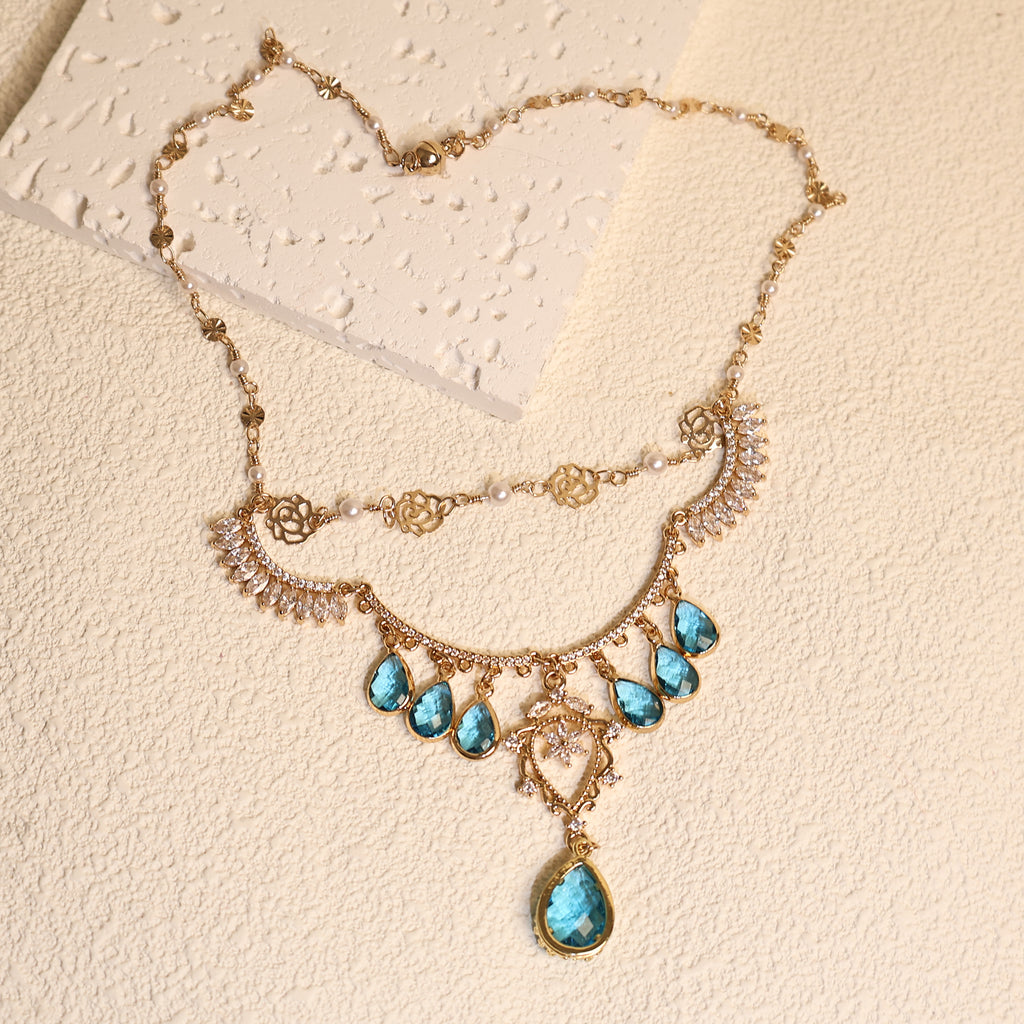 Rose Zircon Gem Necklace