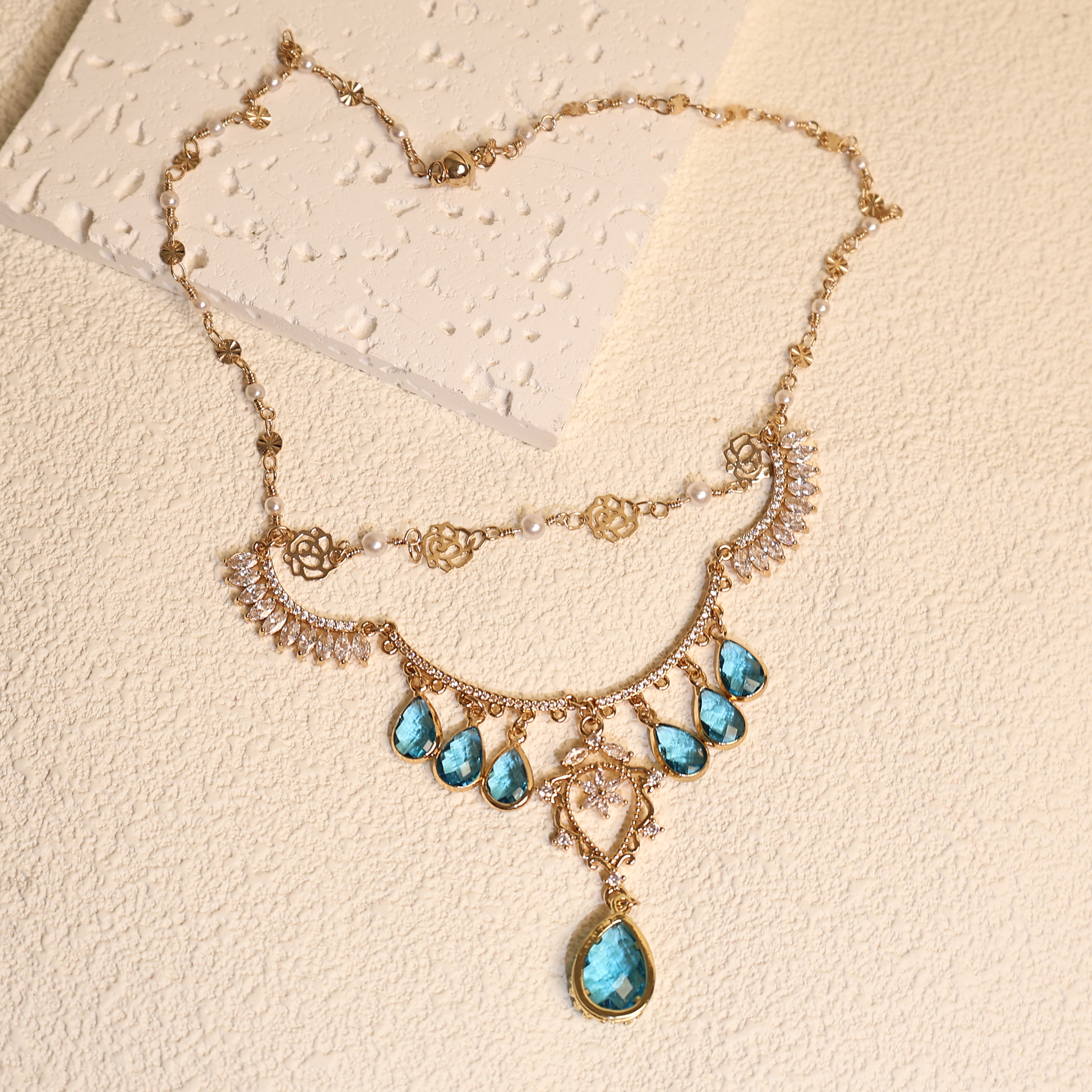 Rose Zircon Gem Necklace