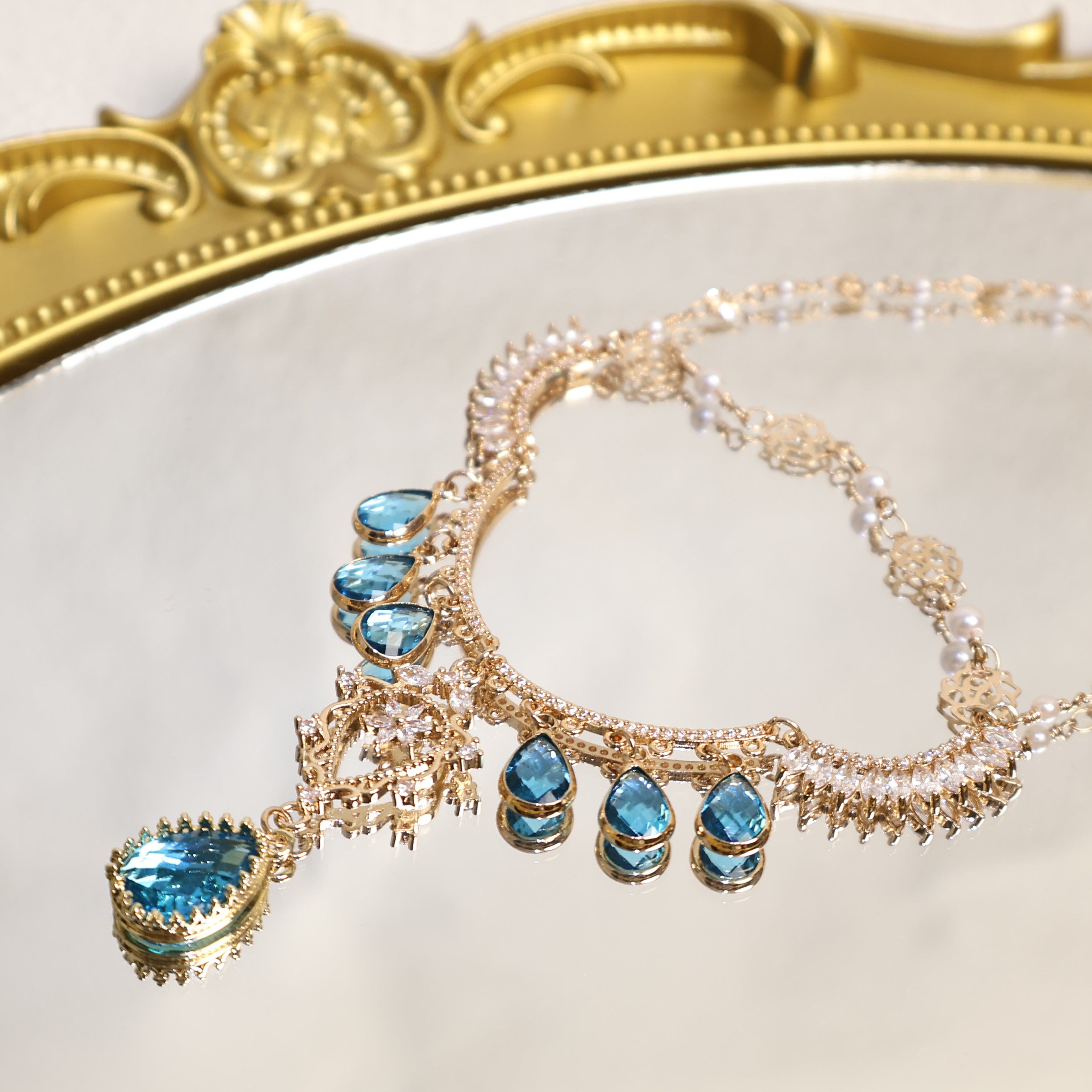 Rose Zircon Gem Necklace