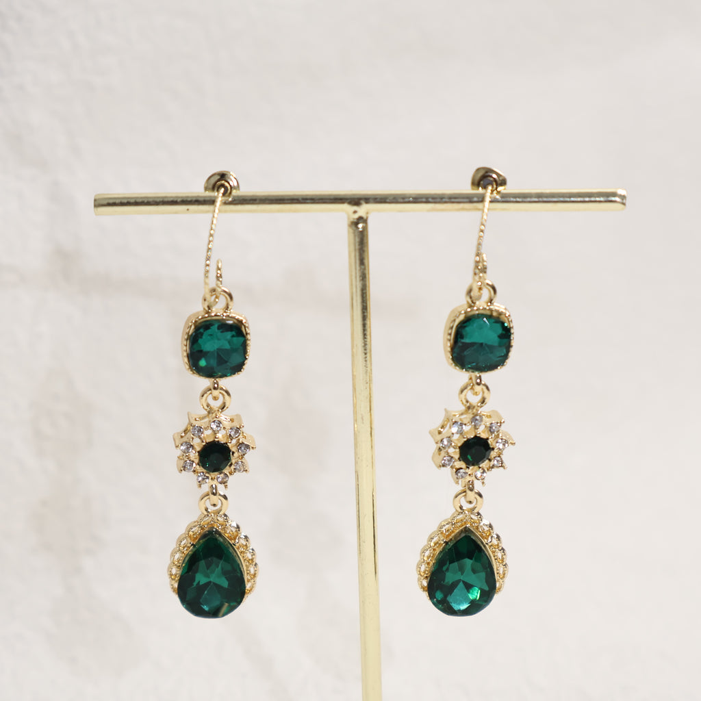 Waterdrop-Shaped Diamond-Encrusted Zircon Earrings