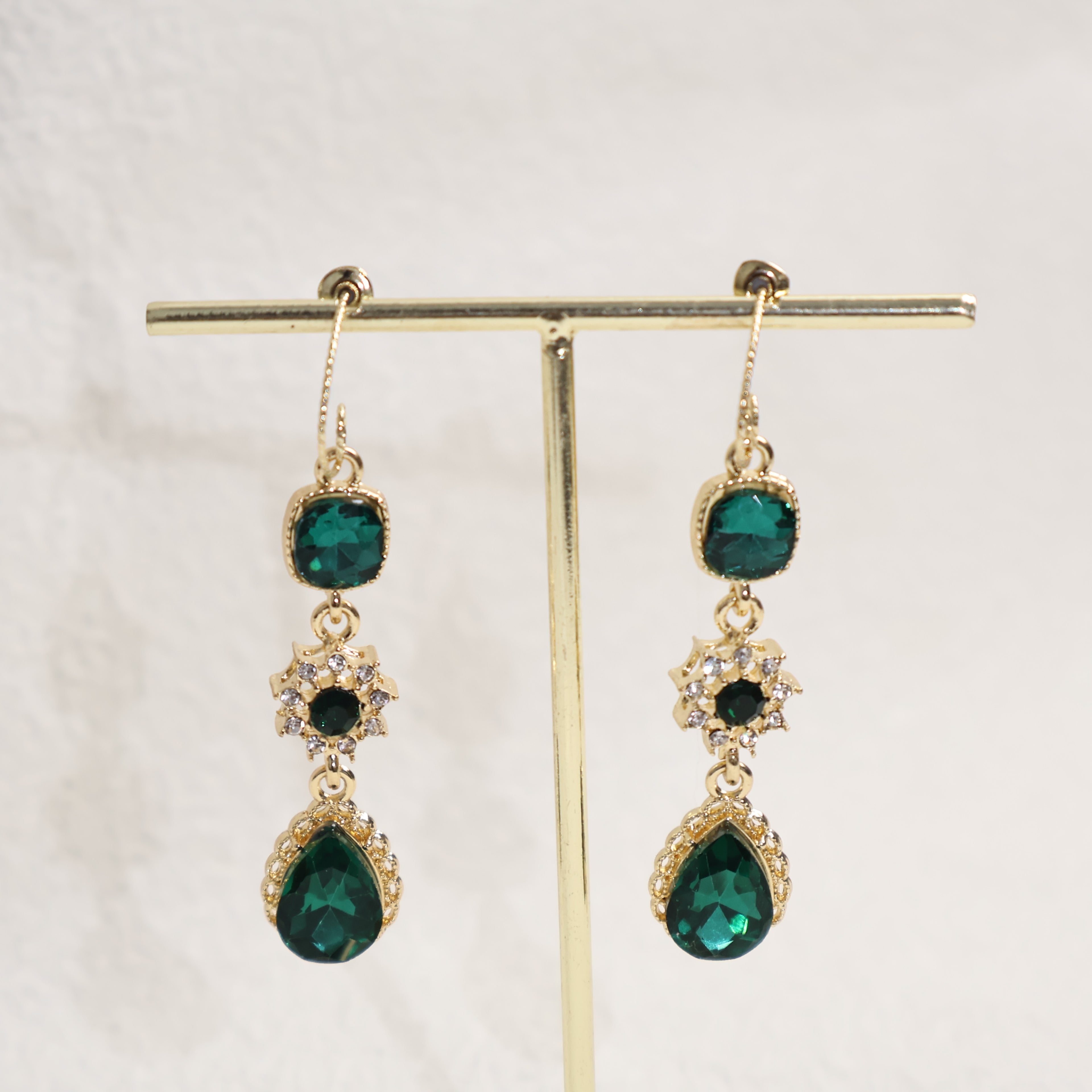 Waterdrop-Shaped Diamond-Encrusted Zircon Earrings
