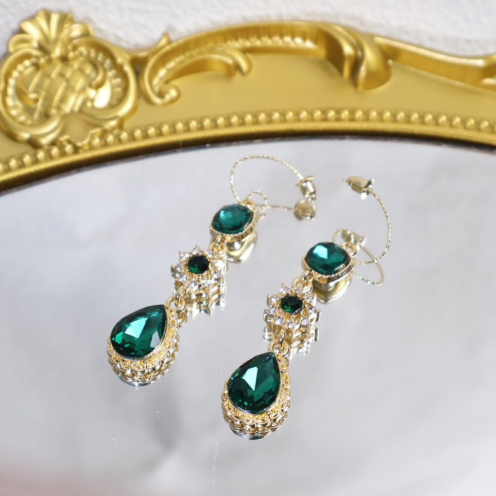 Waterdrop-Shaped Diamond-Encrusted Zircon Earrings