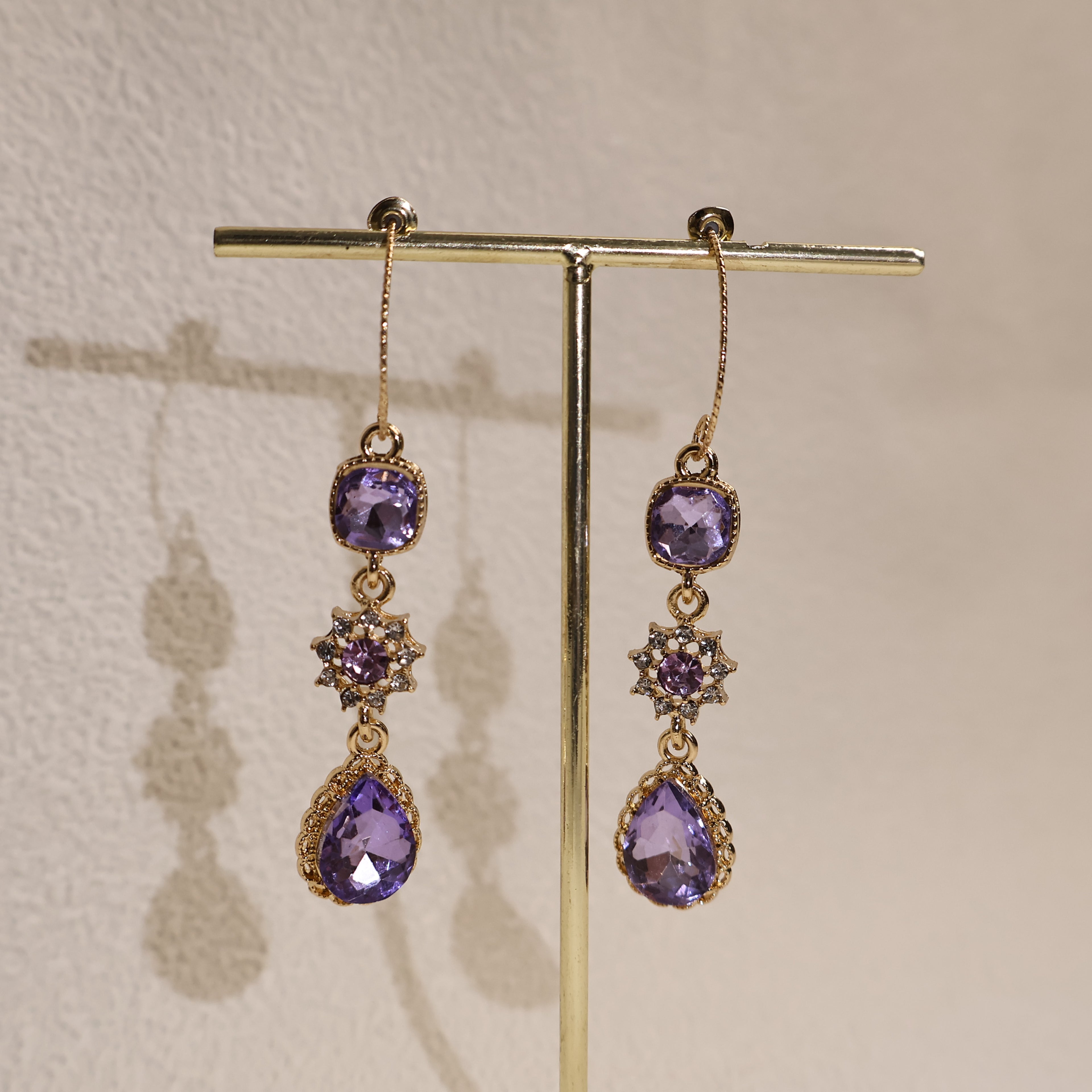 Waterdrop-Shaped Diamond-Encrusted Zircon Earrings