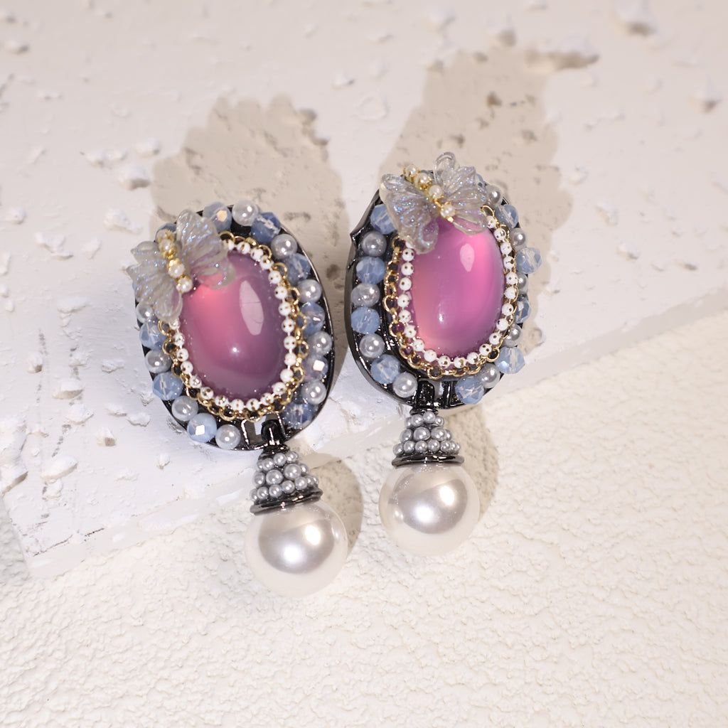 Butterfly Crystal Pearl Earrings