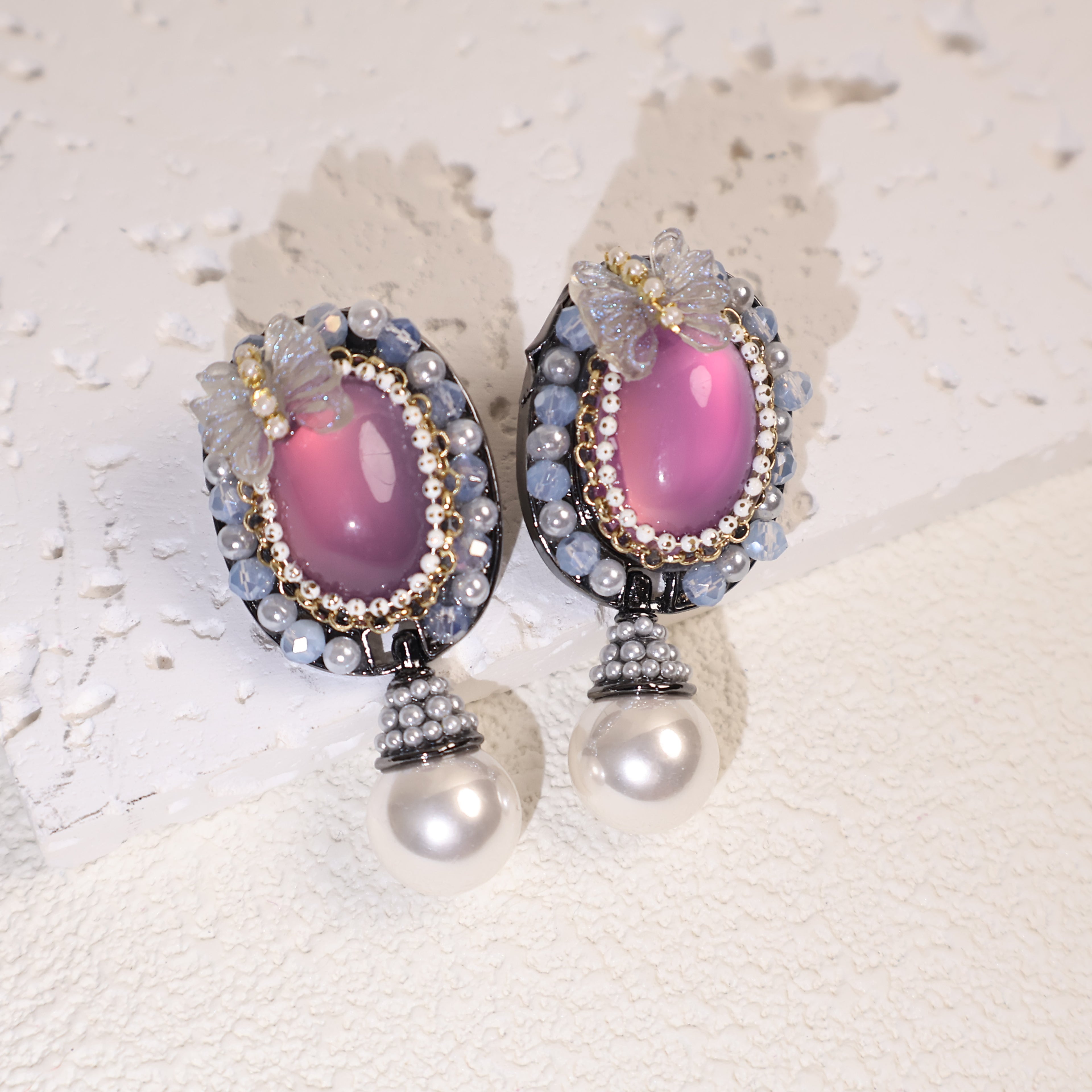 Butterfly Crystal Pearl Earrings