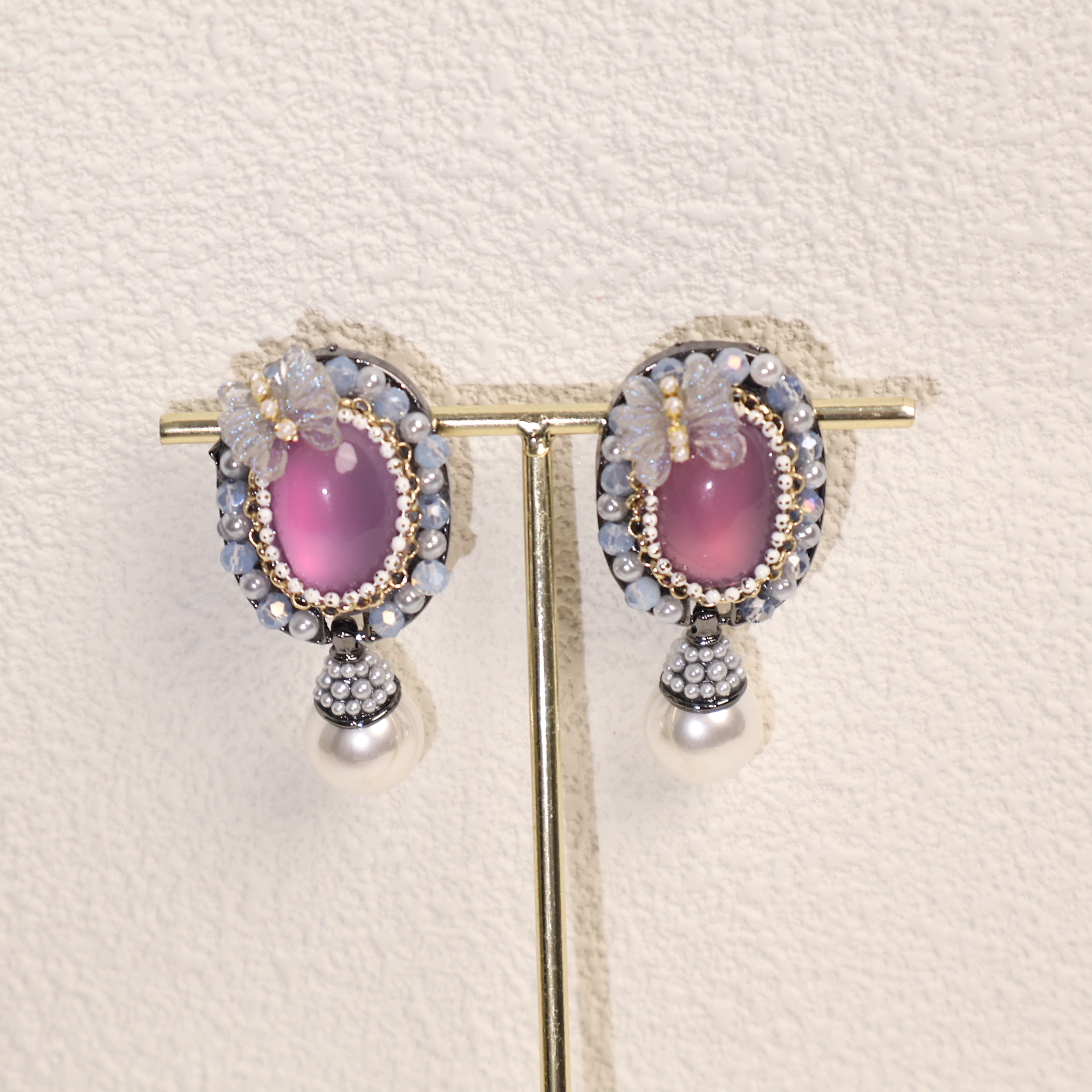 Butterfly Crystal Pearl Earrings