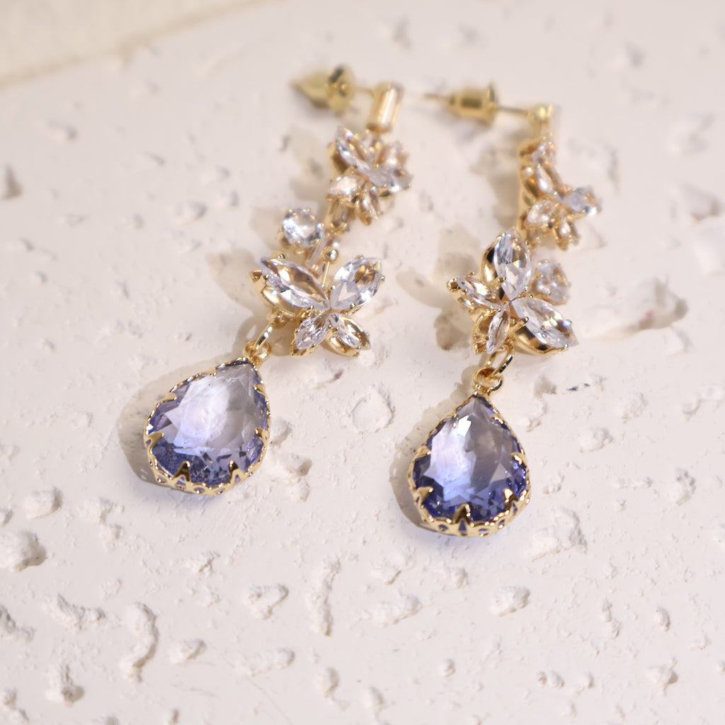 Butterfly And Waterdrop Zircon Earrings