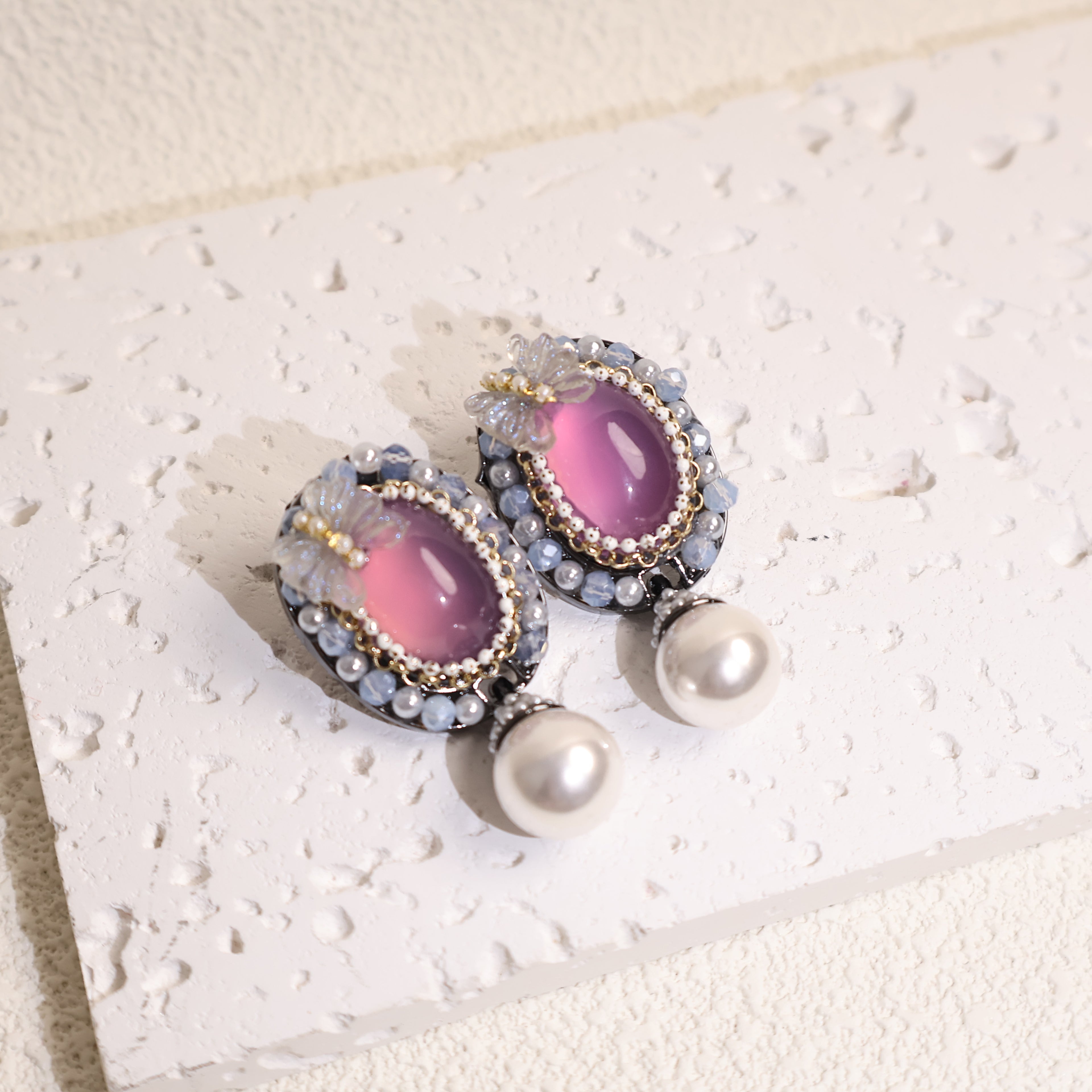 Butterfly Crystal Pearl Earrings