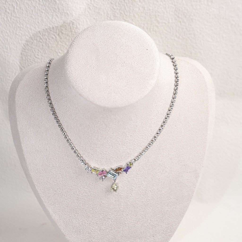 Colorful Cube Zircon Necklace