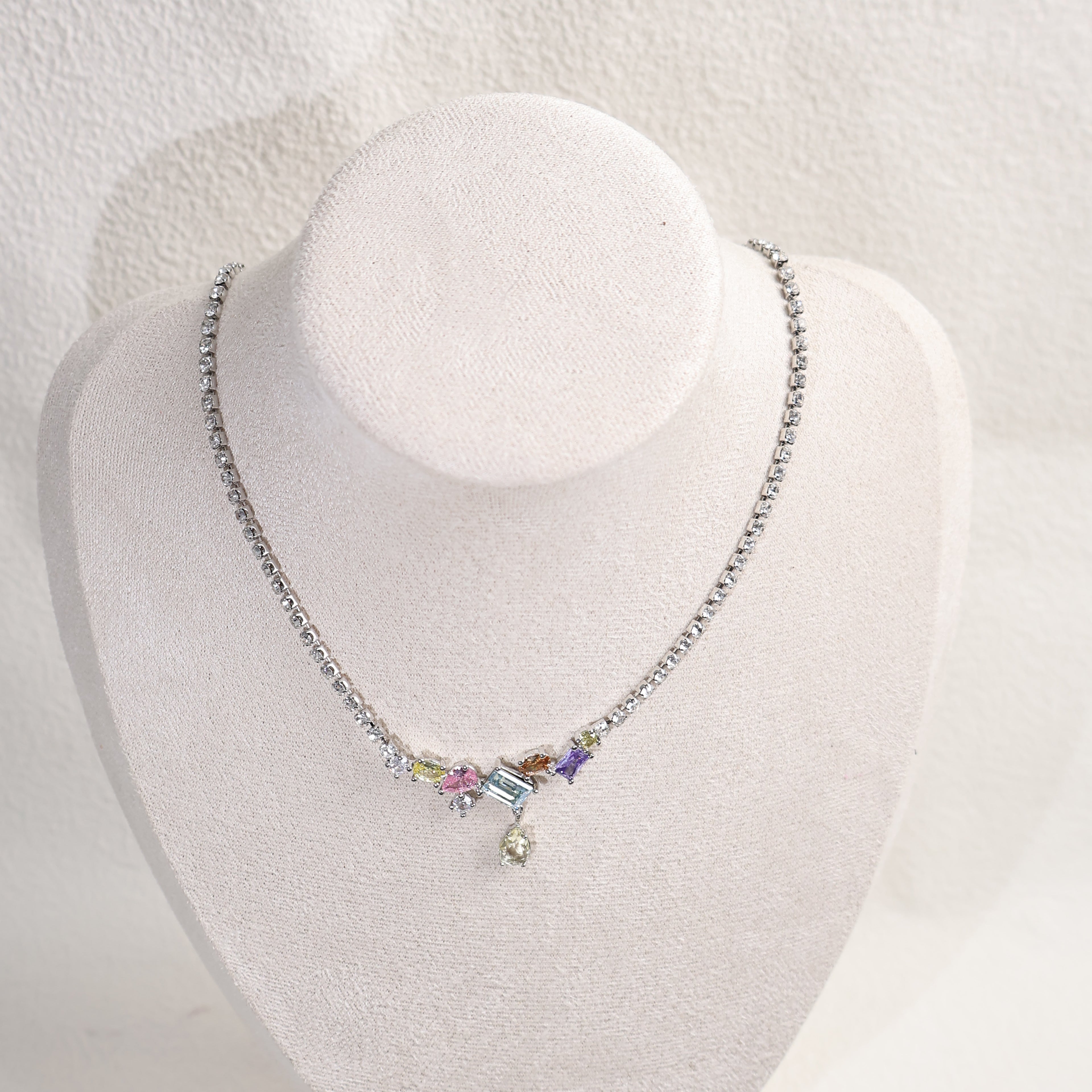 Colorful Cube Zircon Necklace