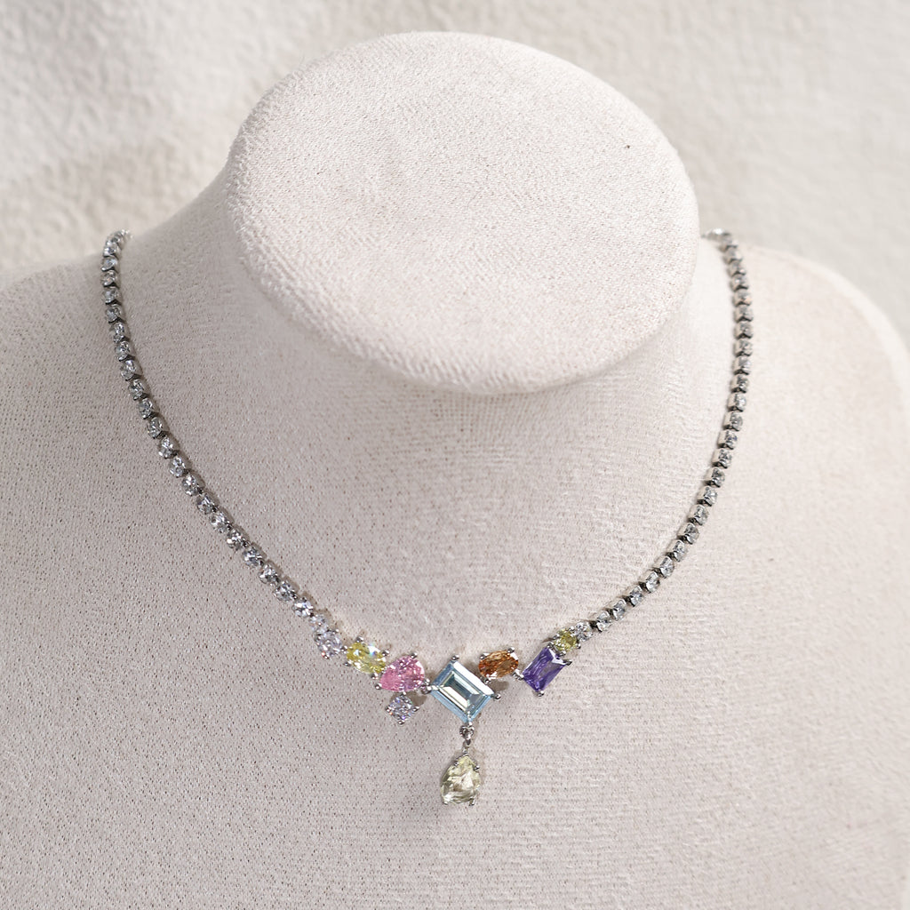 Colorful Cube Zircon Necklace