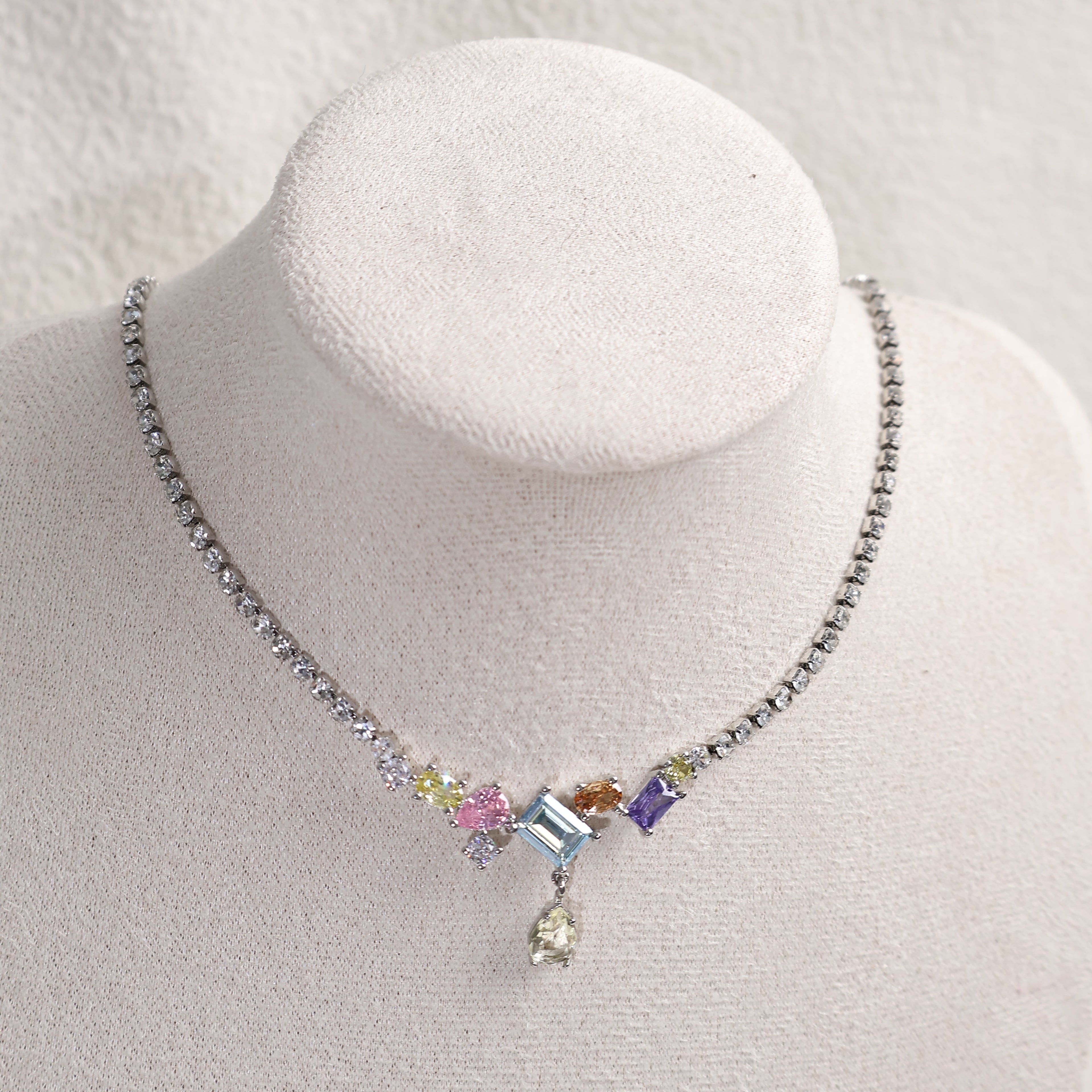 Colorful Cube Zircon Necklace