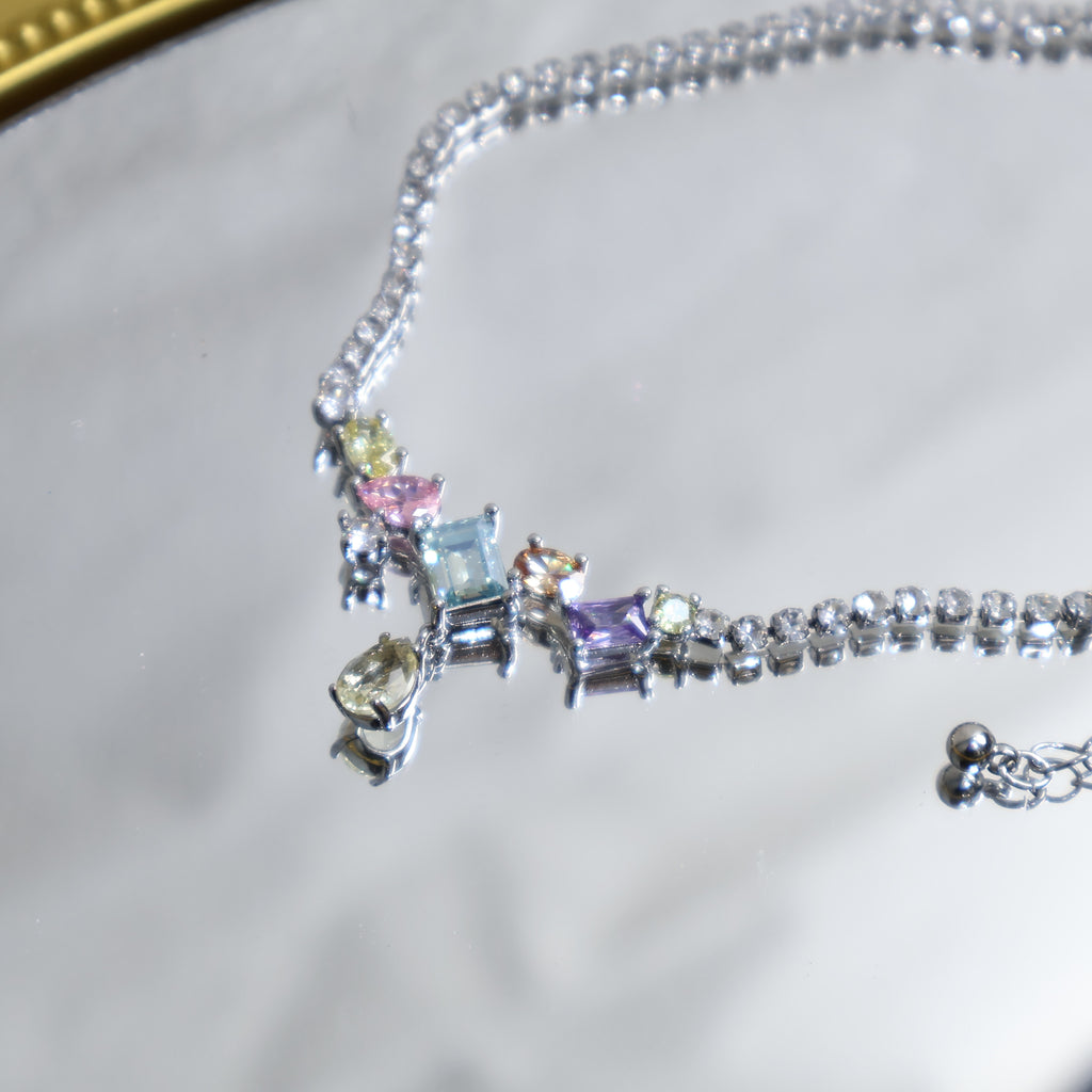 Colorful Cube Zircon Necklace