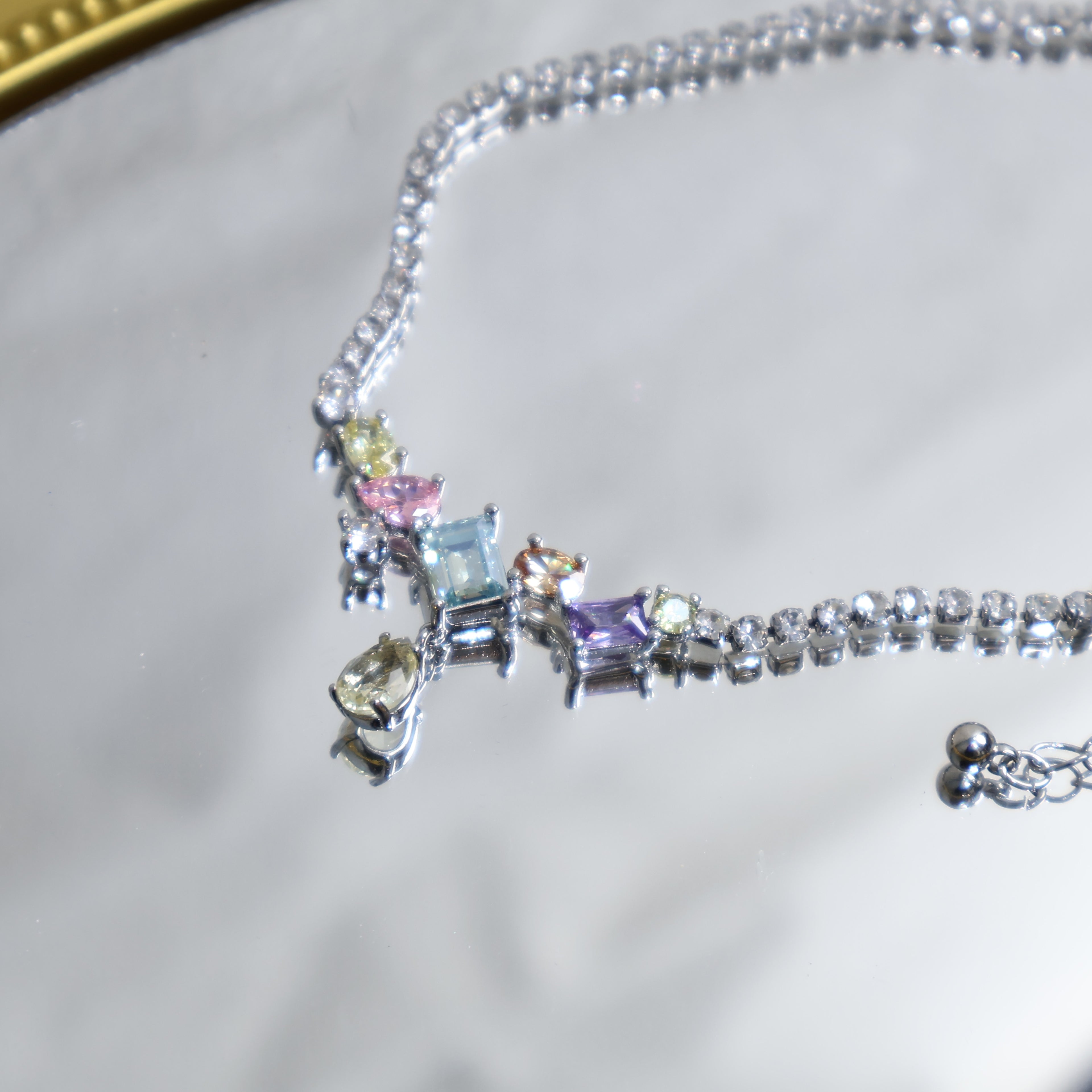 Colorful Cube Zircon Necklace