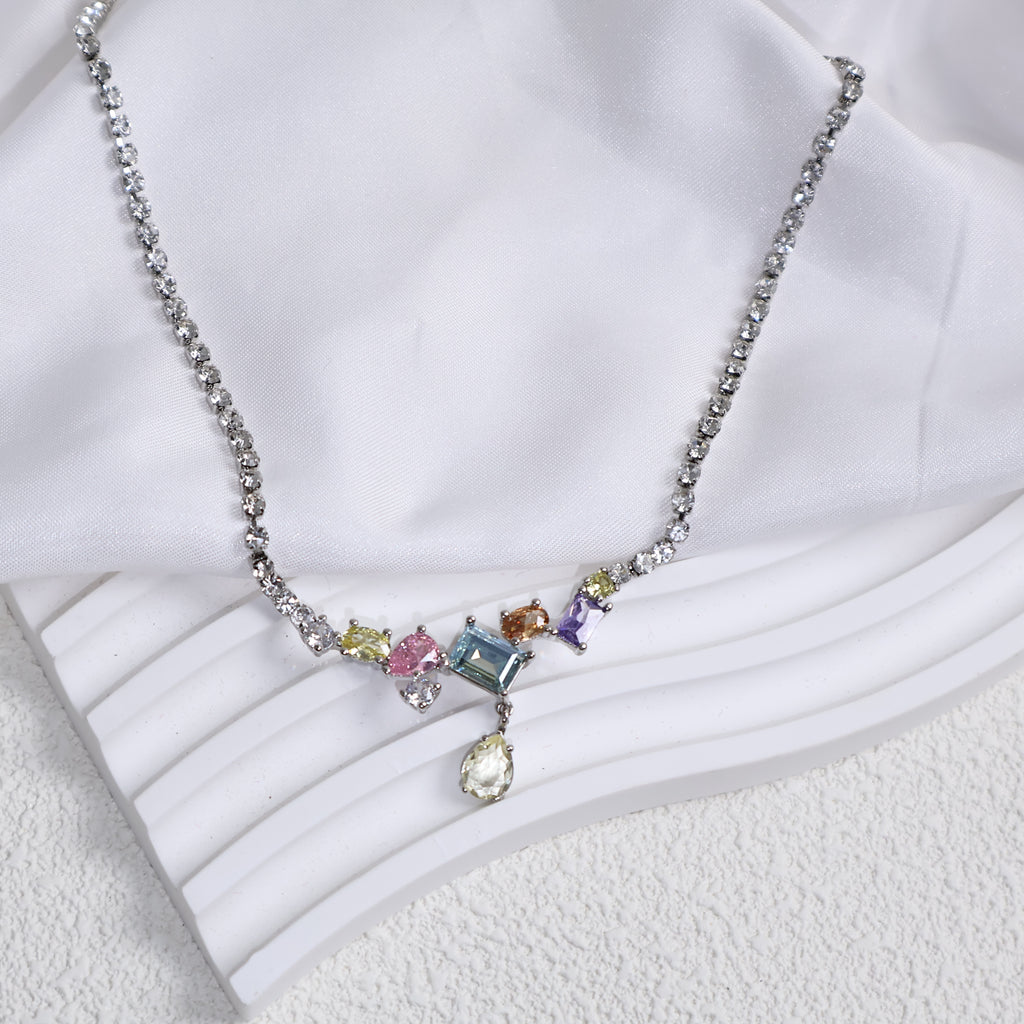 Colorful Cube Zircon Necklace