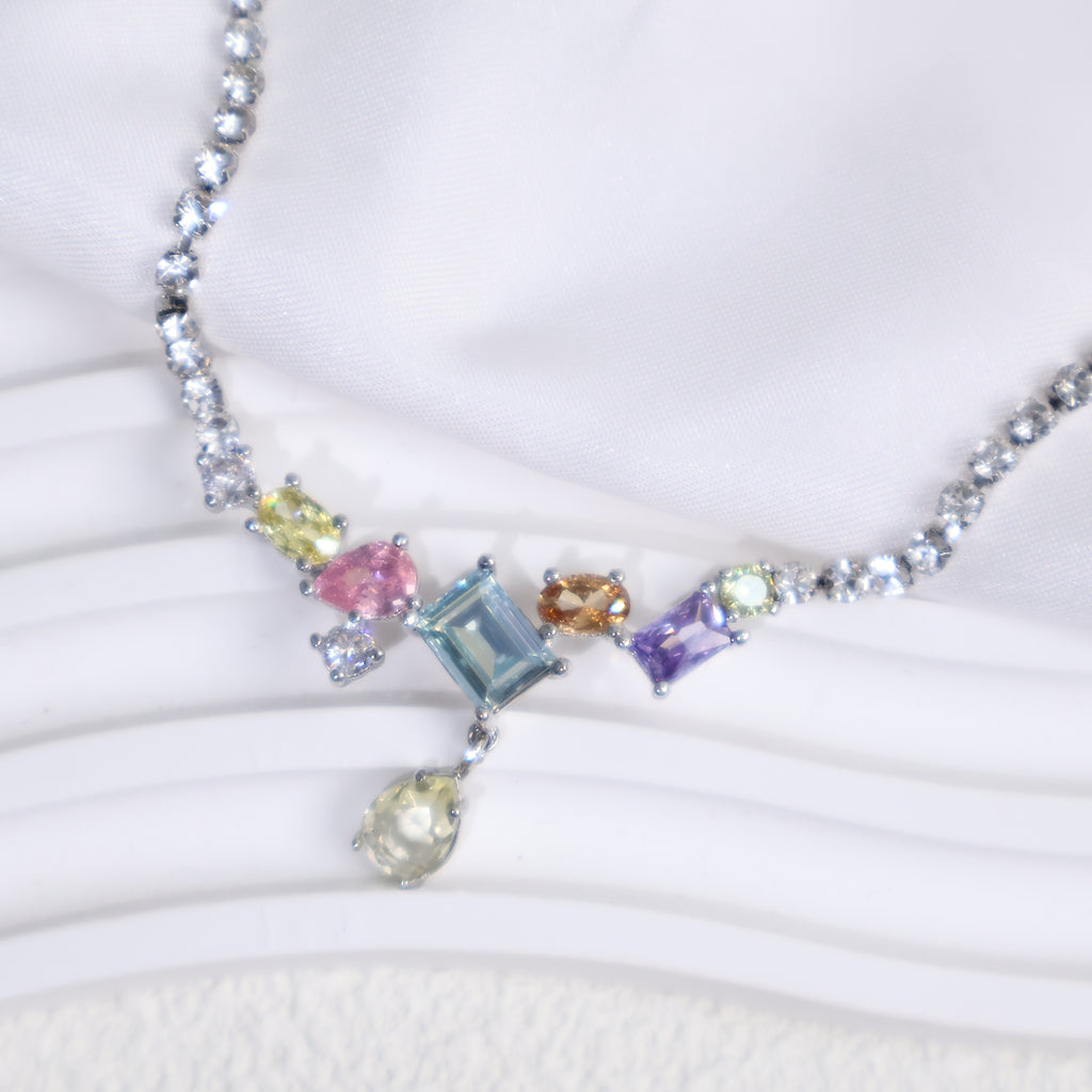 Colorful Cube Zircon Necklace