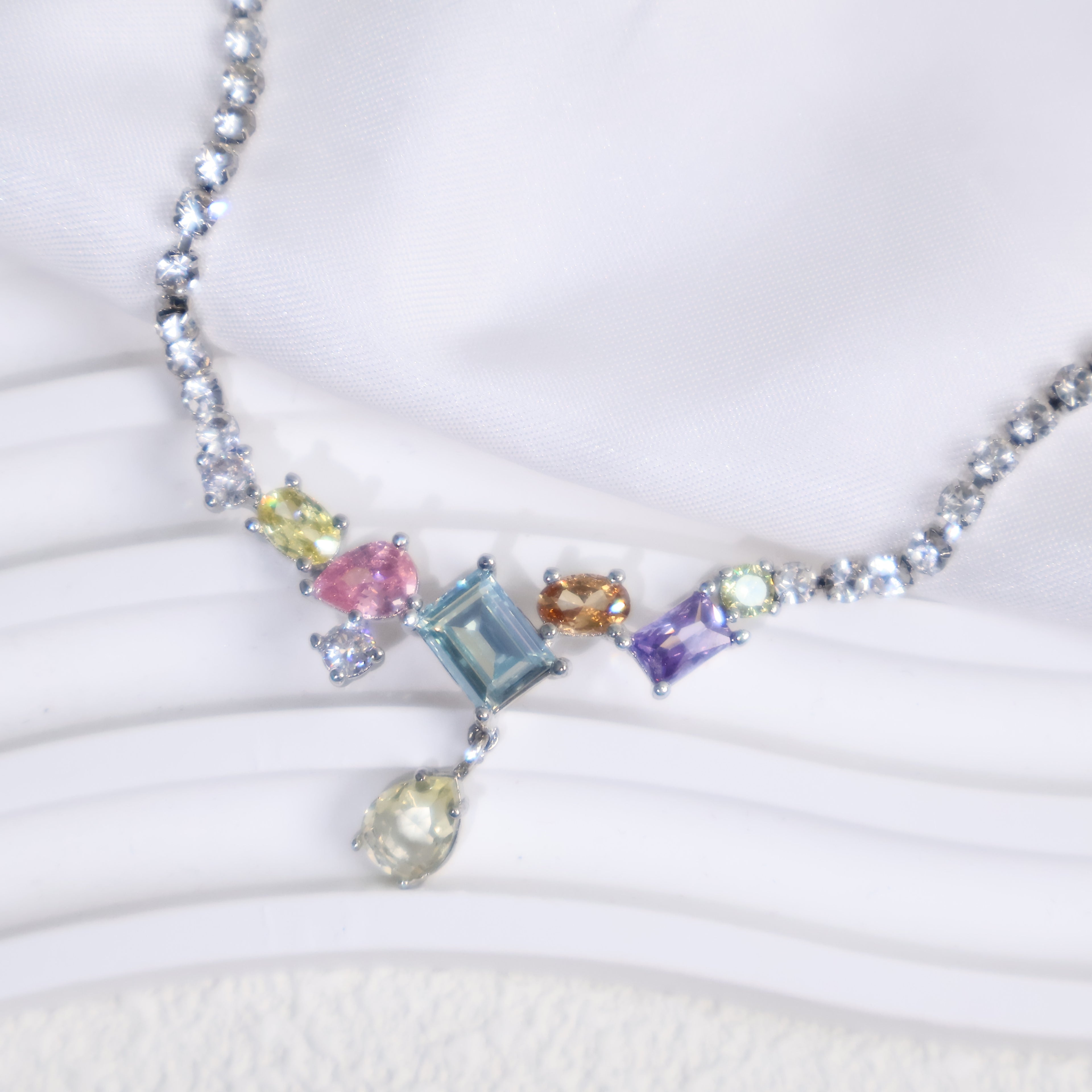 Colorful Cube Zircon Necklace