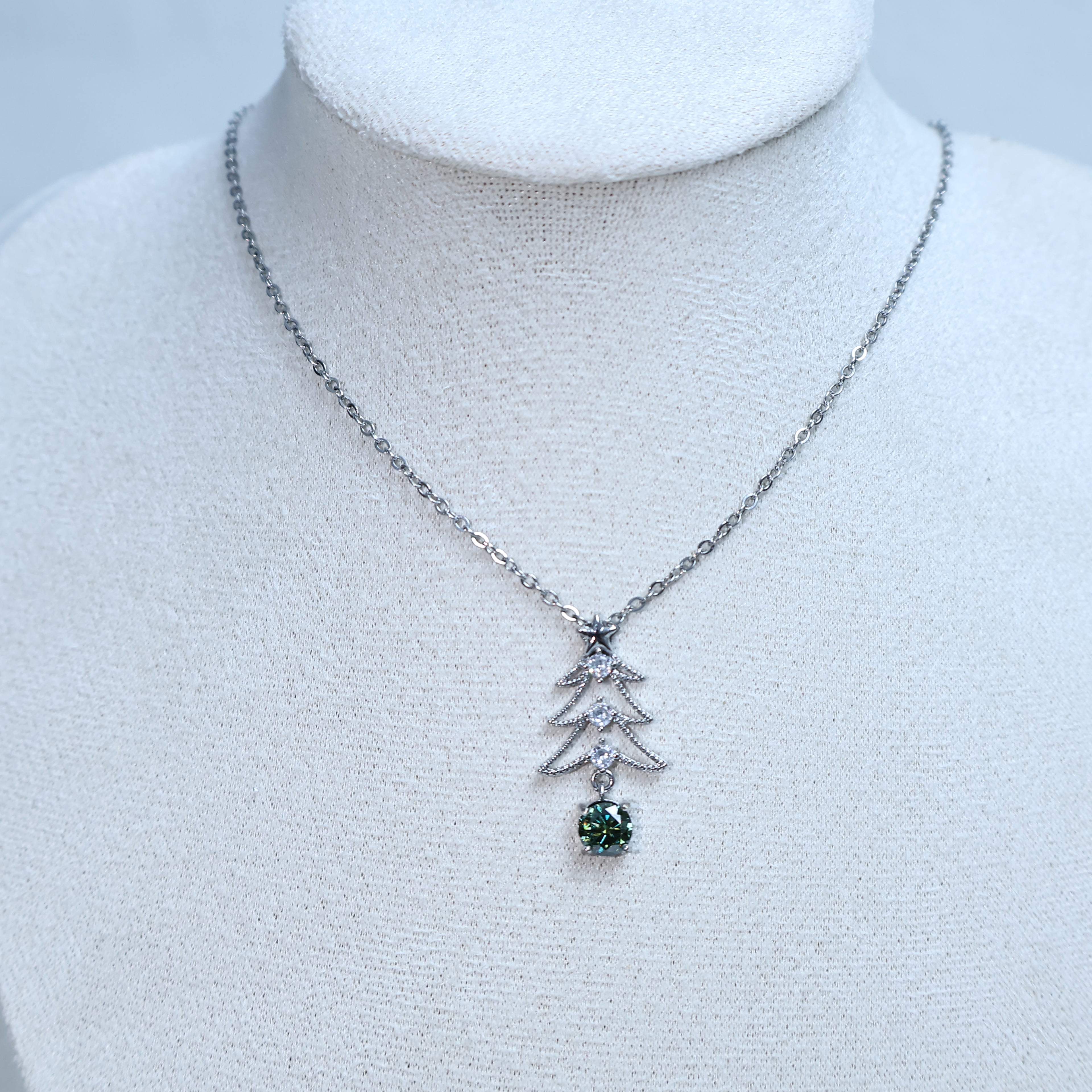 Christmas Tree Moissanite Necklace