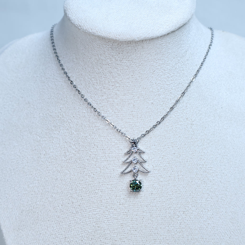 Christmas Tree Moissanite Necklace