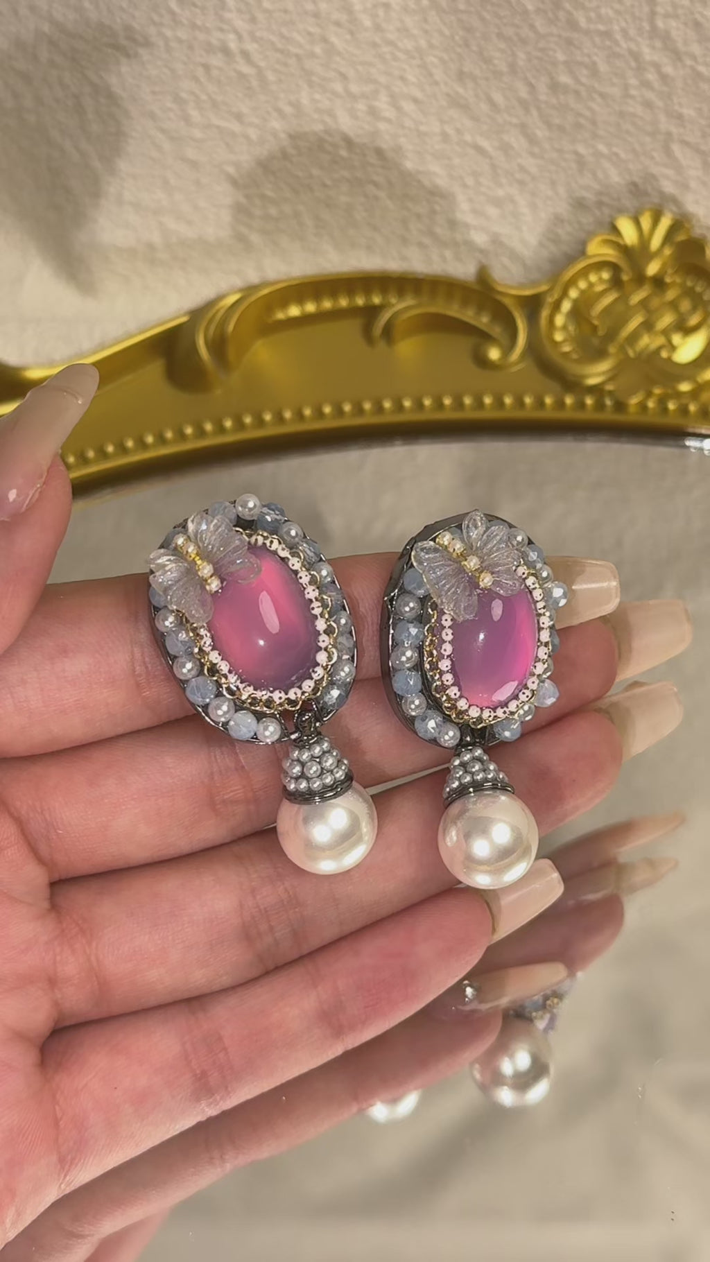 Butterfly Crystal Pearl Earrings