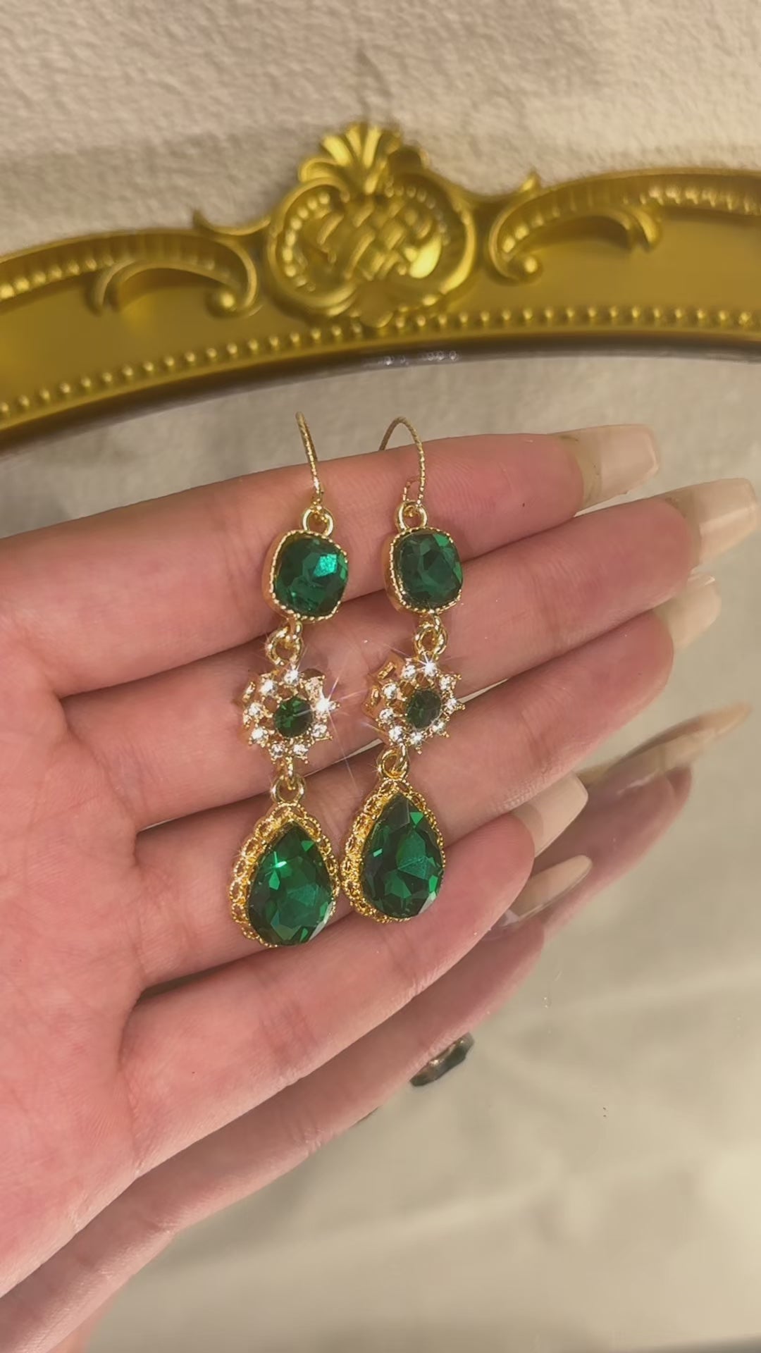 Waterdrop-Shaped Diamond-Encrusted Zircon Earrings