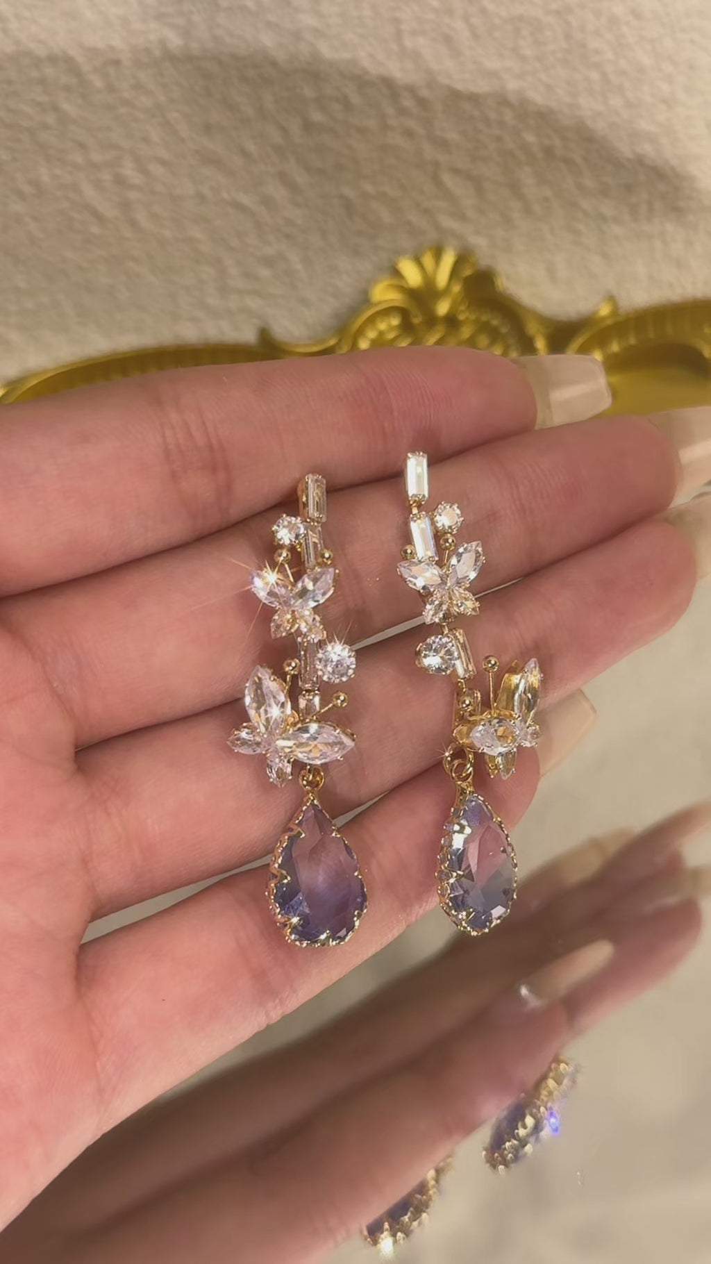 Butterfly And Waterdrop Zircon Earrings