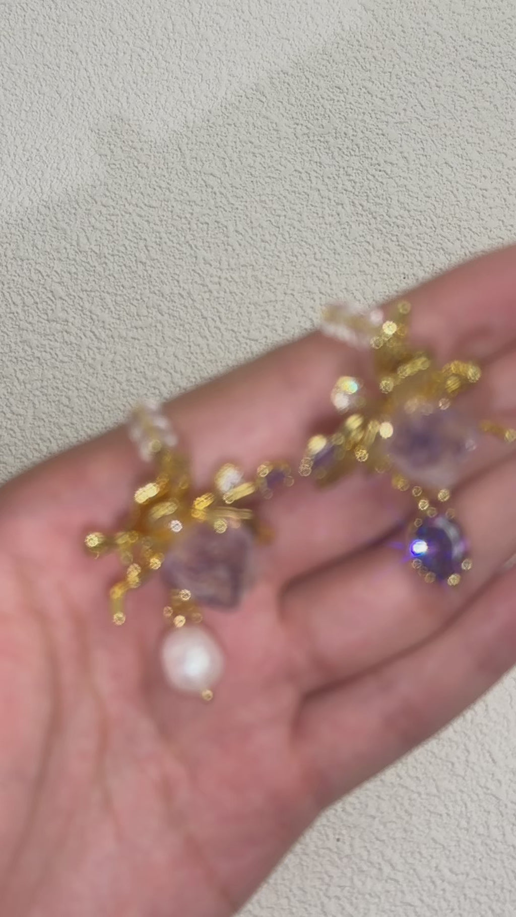 Asymmetrical Pearl And Zircon Butterfly Earrings